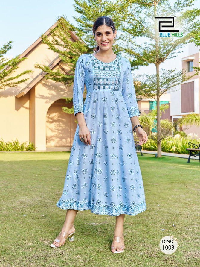 Blue Hills Zest Gown Style Anarkali Plus Size Kurtis Catalog
